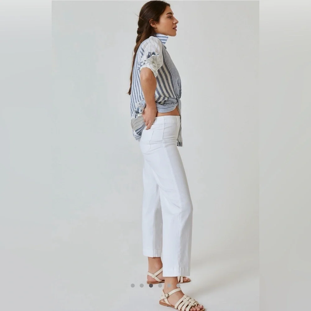 Paige Nellie Cropped White Jeans, NWT - Picture 2 of 7